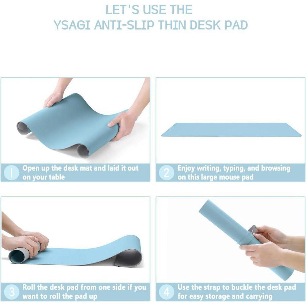 Schreibtischunterlage 80x40cm Eisblau – Tisch-Schutz & Mauspad in Lederoptik
