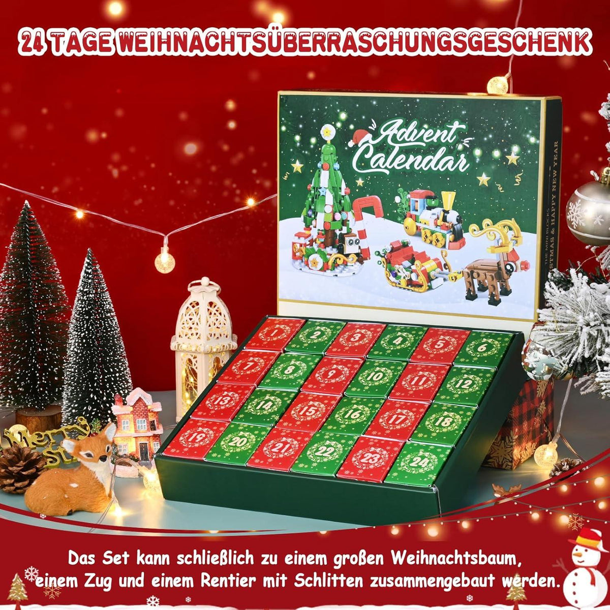 Adventskalender Bausteine Weihnachts Countdown Spielzeug 604 Teile Kinder