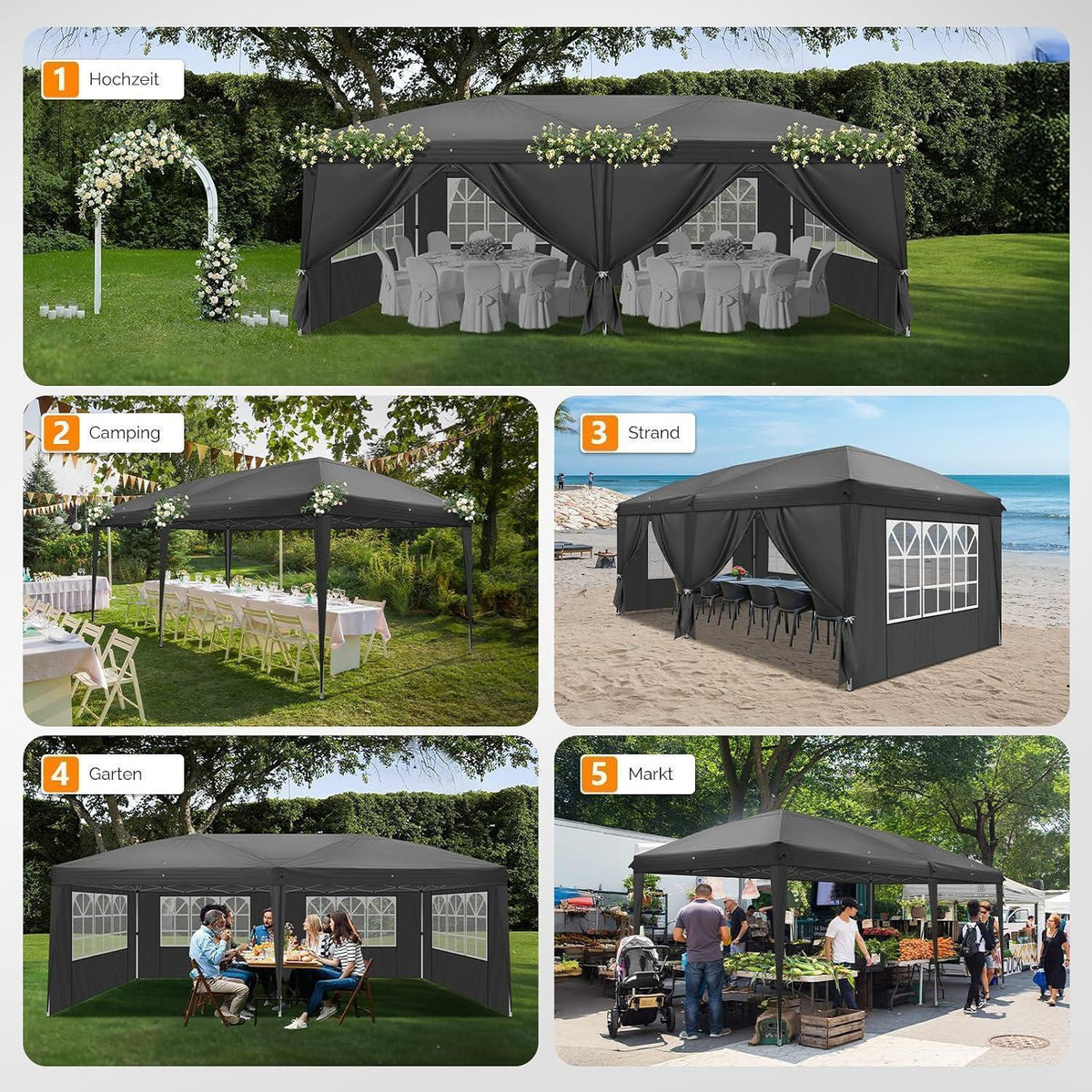 Faltpavillon 3x6m – Wasserdicht & Höhenverstellbar mit Zubehör