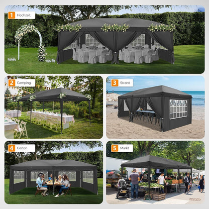 Faltpavillon 3x6m – Wasserdicht & Höhenverstellbar mit Zubehör