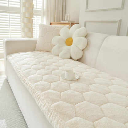 Dicker Sofaüberzug rutschfest 2-3-4 Sitzer Beige Weiß 90x210cm