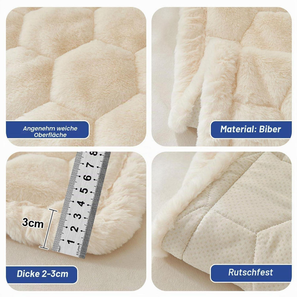 Dicker Sofaüberzug rutschfest 2-3-4 Sitzer Beige Weiß 90x210cm