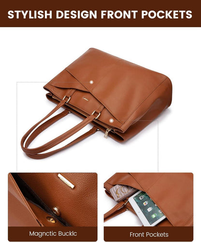 Moderne Laptoptasche 15,6 Zoll für Damen Büro Uni Braun