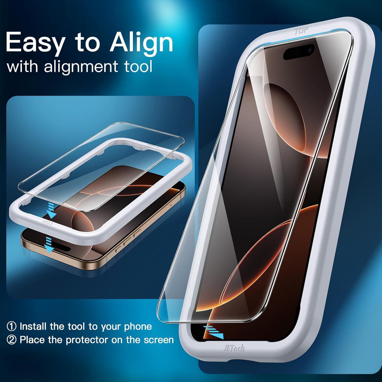 Schutzfolie für iPhone 16 Pro Max 6,9 Zoll, Gehärtetes Glas, HD Klar, 3 Stück