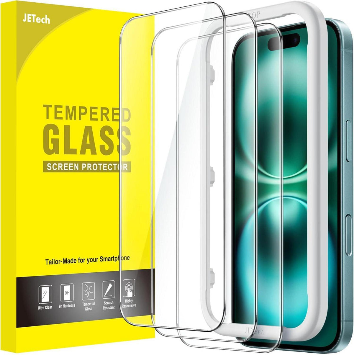 Schutzfolie für iPhone 16 Plus 6,7 Zoll, Gehärtetes Glas Displayschutz