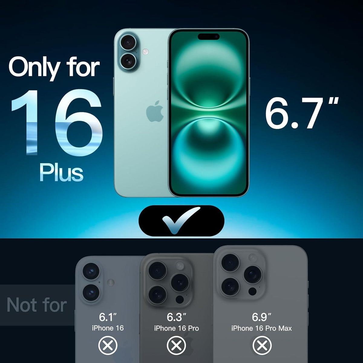 Schutzfolie für iPhone 16 Plus 6,7 Zoll Gehärtetes Glas HD