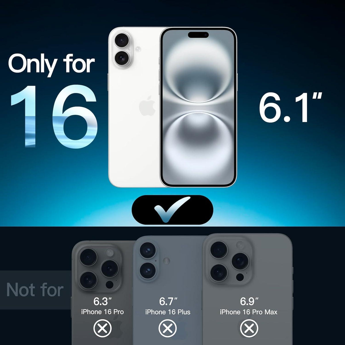 Schutzfolie iPhone 16 6,1 Zoll Gehärtetes Glas 9H HD Klar 3