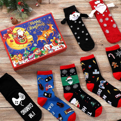 Weihnachtssocken Adventskalender 2024 12 Paare Lustige
