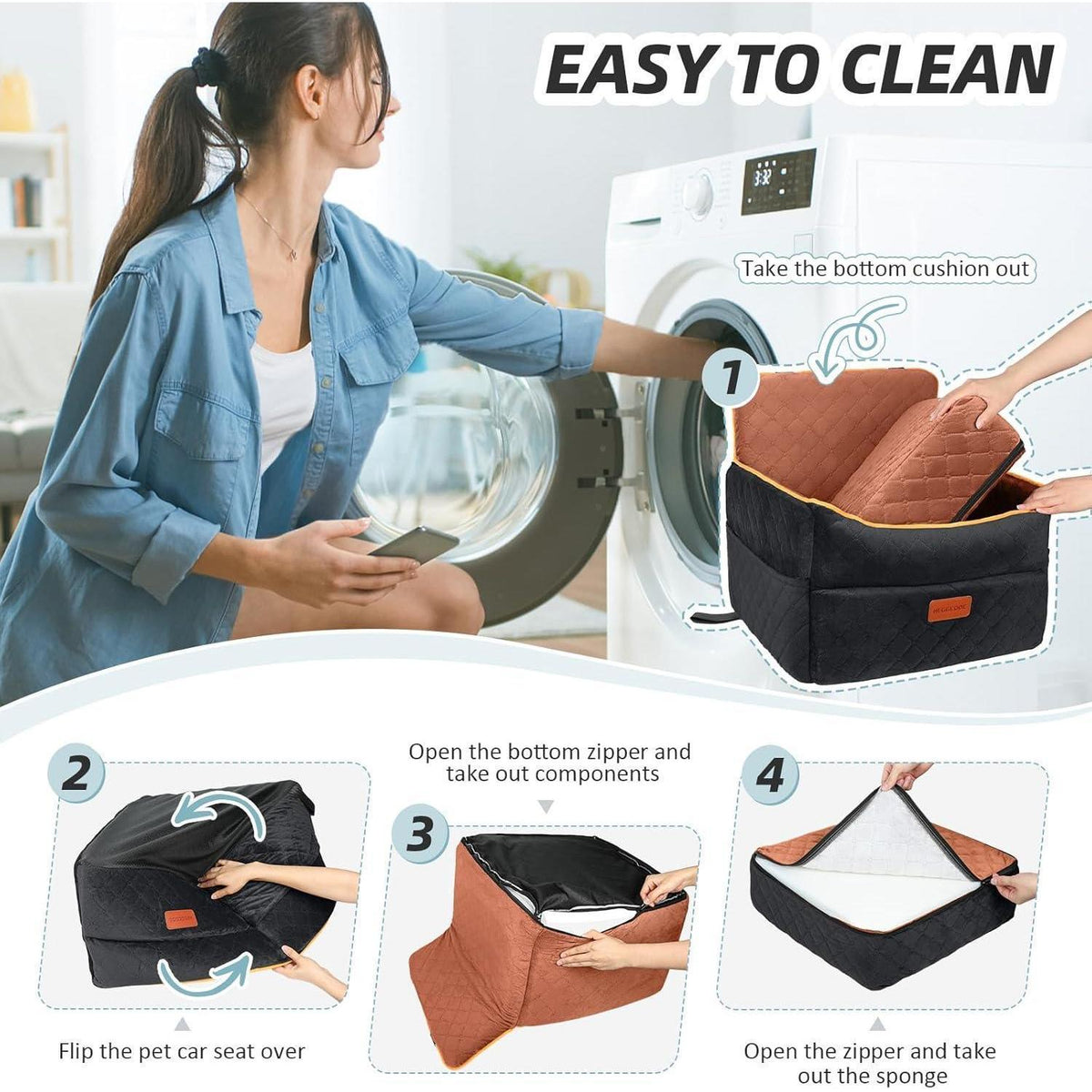 Hunde Autositz – Waschbar, mit Leine & Aufbewahrung