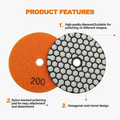 Diamant Polierscheiben Set 100mm für Stein & Beton, Trockenpolieren