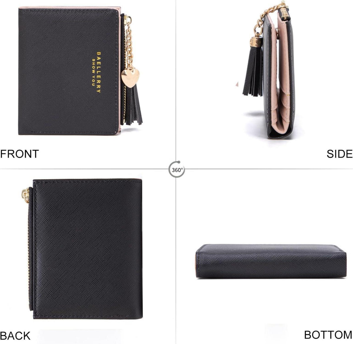 CHAOFANXI Damen Geldbörse Leder Portemonnaie mit Zipper und