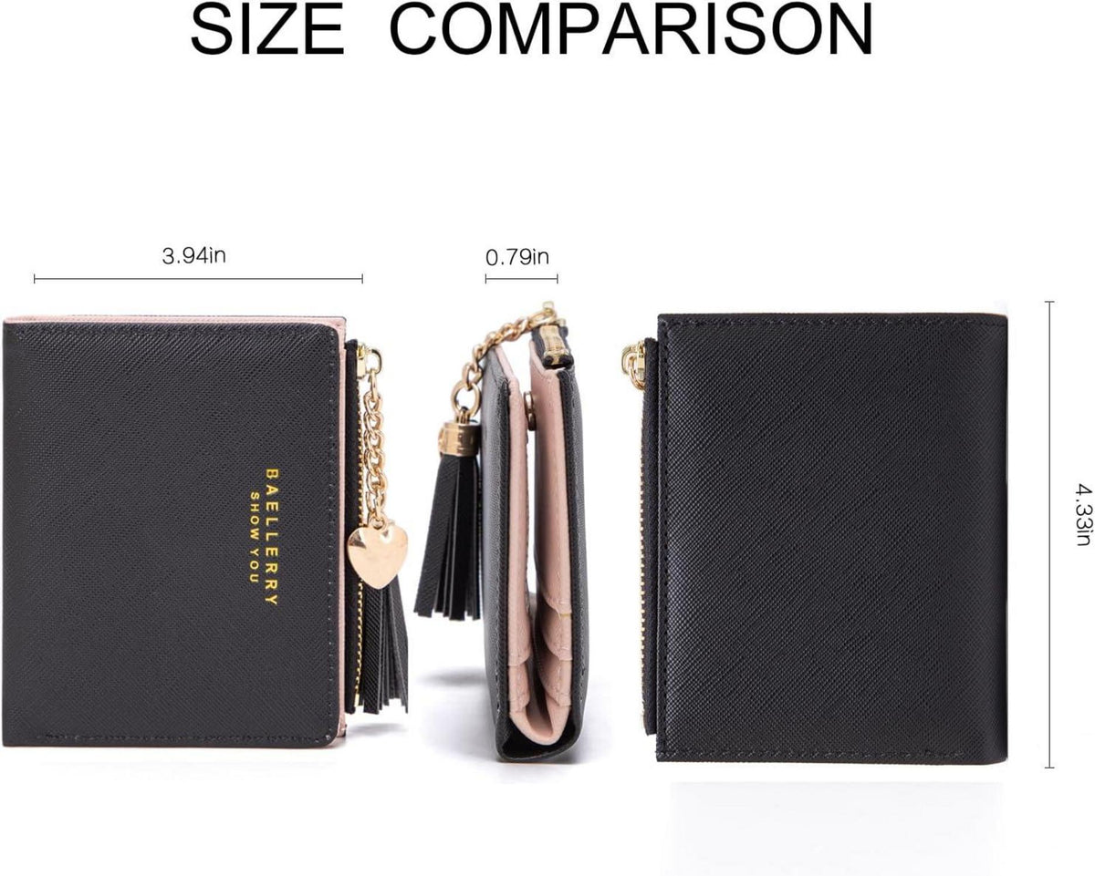 Damen Portemonnaie Leder Mini Brieftasche mit Reißverschluss in Rot