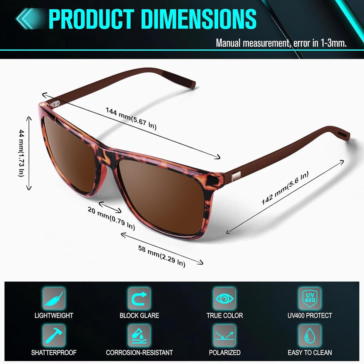 CGID Sonnenbrille Herren Damen Polarisiert Ultraleichte Al-Mg Metallrahmen UV400 Schutz Eckenfederscharnier