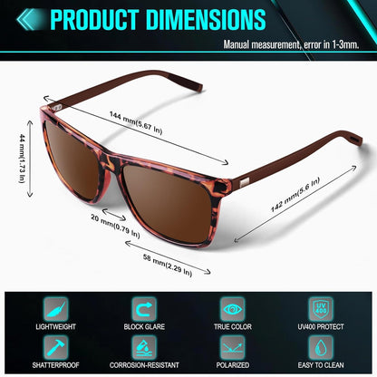 CGID Sonnenbrille Herren Damen Polarisiert Ultraleichte Al-Mg Metallrahmen UV400 Schutz Eckenfederscharnier