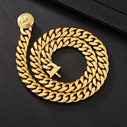 KRKC&CO 12mm Herren Panzerkette Löwe/Totenkopf 18K Gold
