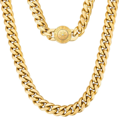 12mm Gold plattierte Herren Panzerkette mit Löwe/Totenkopf Verschluss