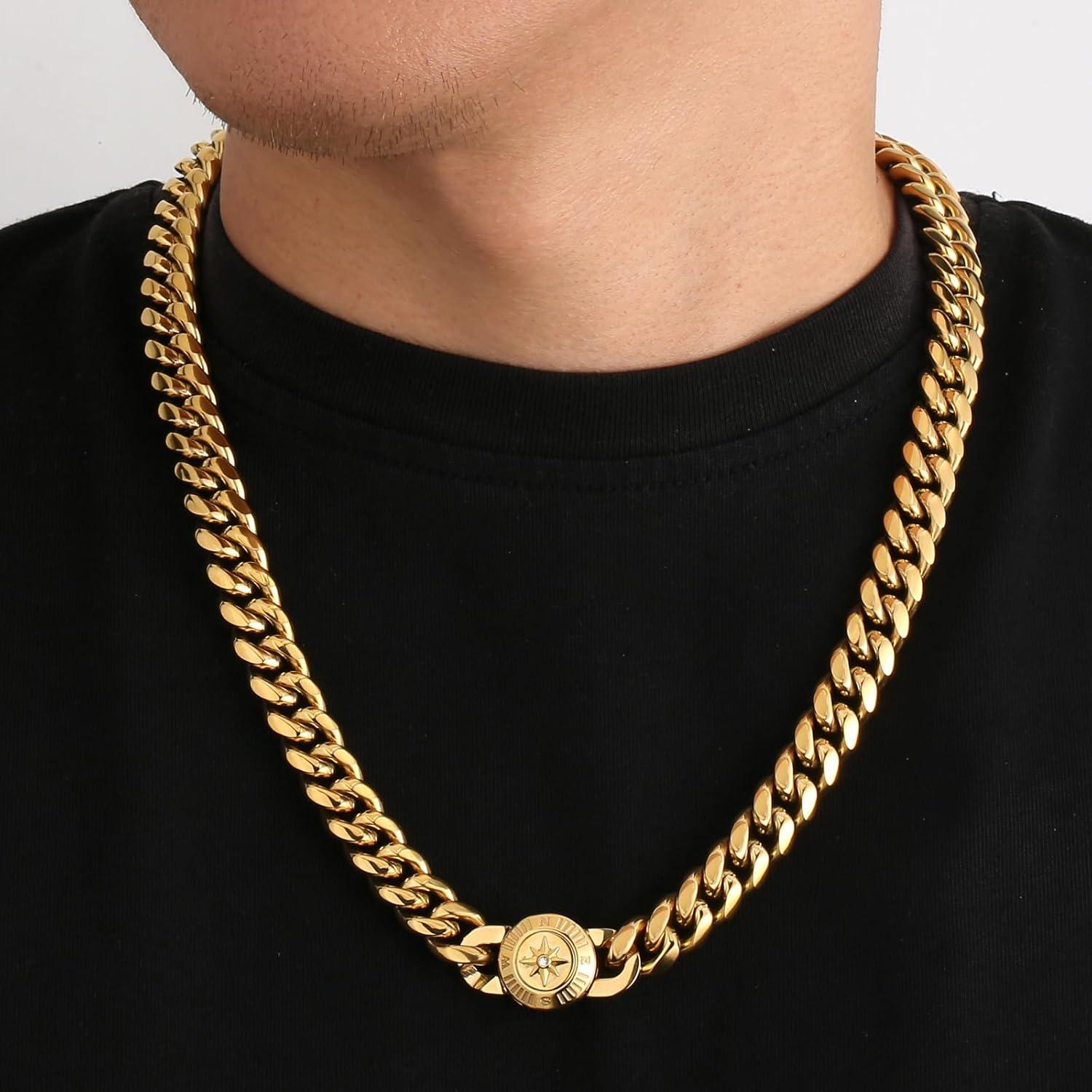 12mm Herren Panzerkette 18K Gold plattiert Miami Cuban Link