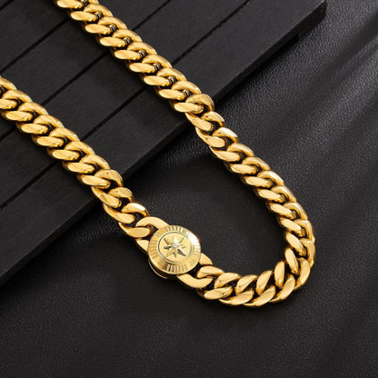 12mm Gold plattierte Herren Panzerkette mit Löwe/Totenkopf Verschluss