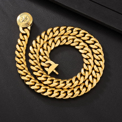 Herren Panzerkette Löwe Totenkopf 18K Gold plattiert 55.9cm