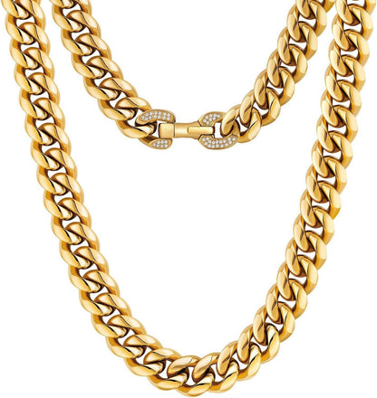 Herren Panzerkette 18K Gold Cuban Link Chain 12mm 61cm Gold-plattiert