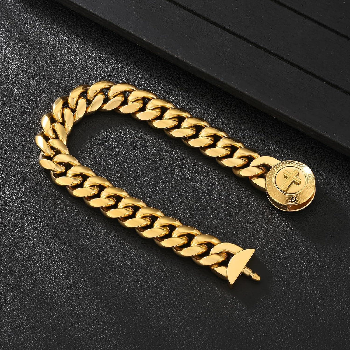 Hip Hop Herren Armband 12mm Gold beschichtet Totenkopf Cuban