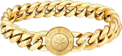 Dicke Herren Armband Löwe Totenkopf 18K Gold beschichtet Panzerarmband