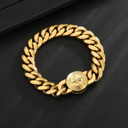 Herren Armband Löwe Kopf 18K Gold Panzerarmband 12mm