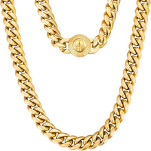 12mm Herren Panzerkette mit Löwe/Totenkopf Verschluss, 18K Gold