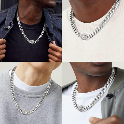 12mm Herren Panzerkette mit Totenkopf-Verschluss, 18K Gold plattiert, Cuban Link Chain, Edelstahl, 55.9cm