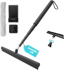 Duschabzieher Set ohne Bohren 25-120cm Silikonlippe Schwarz