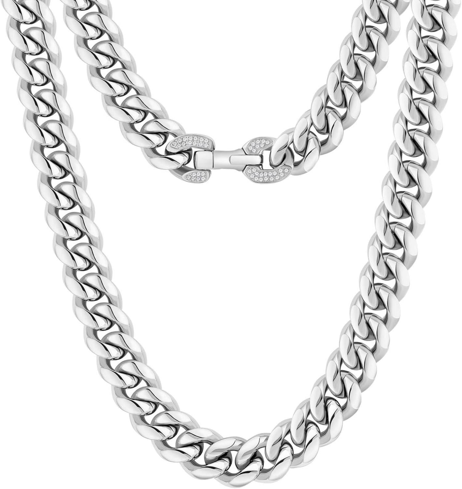 Panzerkette 12mm Gold Cuban Link Chain Edelstahl Hip Hop Kette