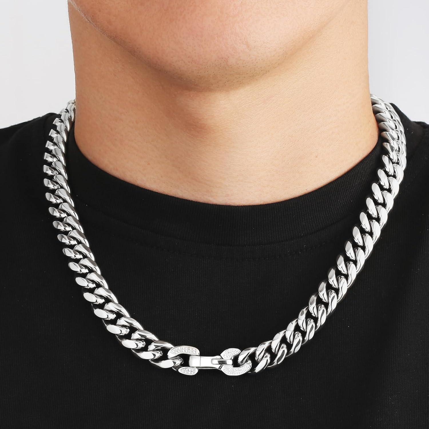 Panzerkette Herren 12mm Gold Cuban Link Chain 45.7cm Hip Hop