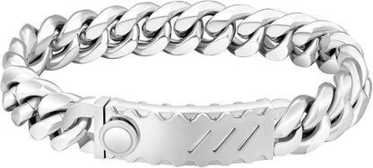 Hochwertiges 12mm Herren Cuban Armband Löwe Totenkopf 18K Gold Silber