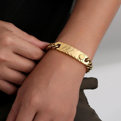 Herren Armband mit Löwe Totenkopf-Verschluss, 18K Gold