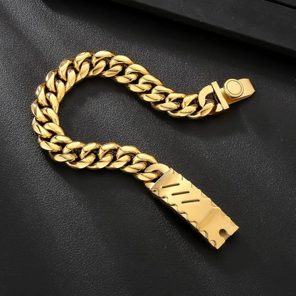 12mm Herren Armband mit Löwe Kopf Verschluss Gold beschichtet