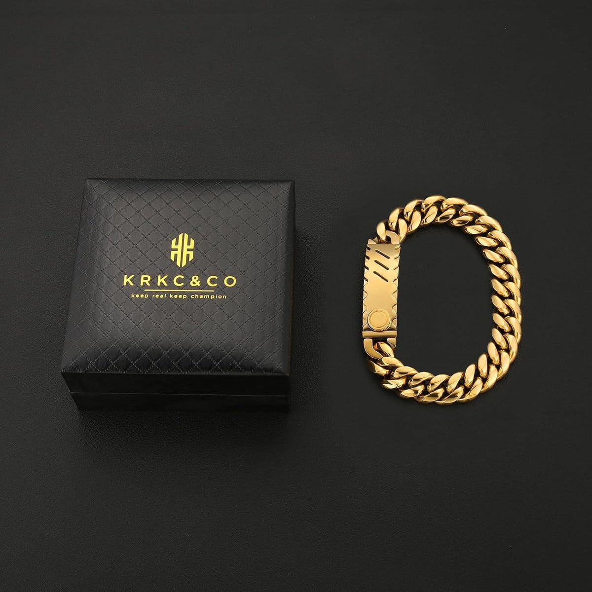 Herren Armband mit Löwe Kopf/Totenkopf Verschluss, 18K Gold