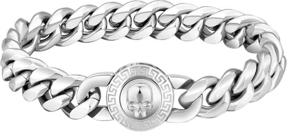 KRKC&CO Herren Armband mit Löwe Kopf Totenkopf Verschluss Gold