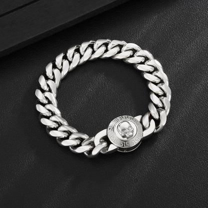 KRKC&CO Herren Armband mit Löwe Kopf Totenkopf Verschluss Gold