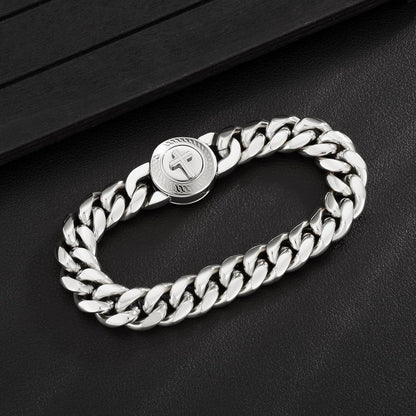 Herren Armband Löwe Kopf Totenkopf 18K Gold Cuban 12mm Silber