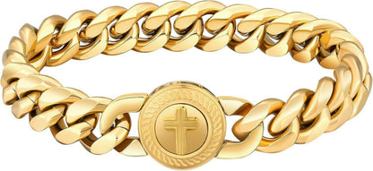 Goldbeschichtetes Herren Armband mit Löwen Verschluss 12mm