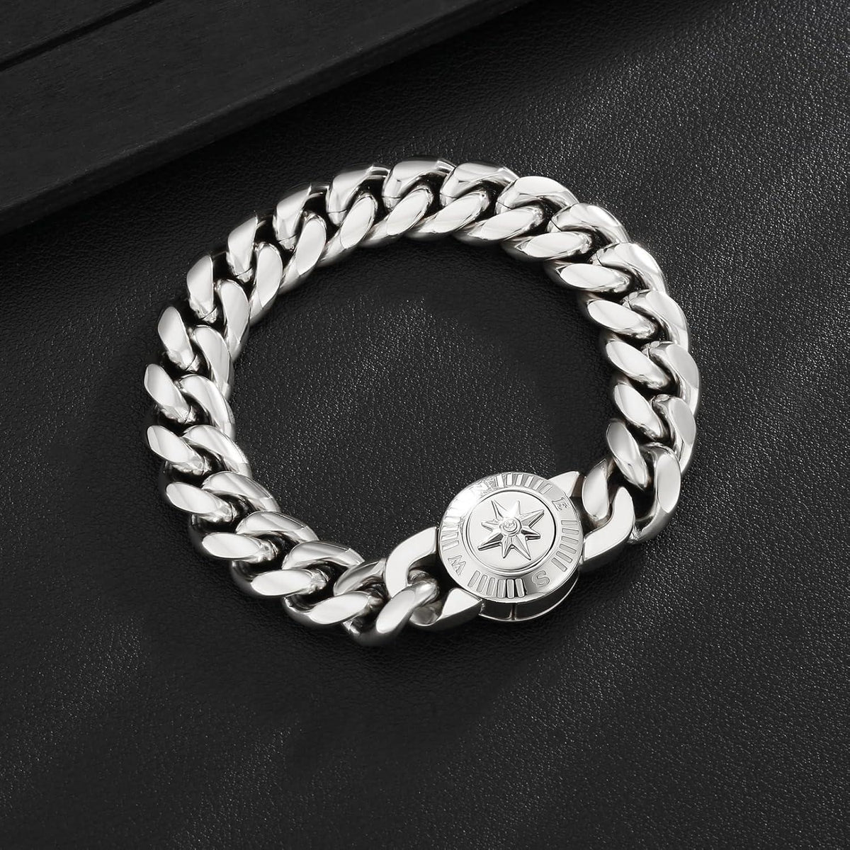 Herren Armband Löwe Totenkopf 18K Gold Panzer Cuban Hip Hop 21.6cm Silber
