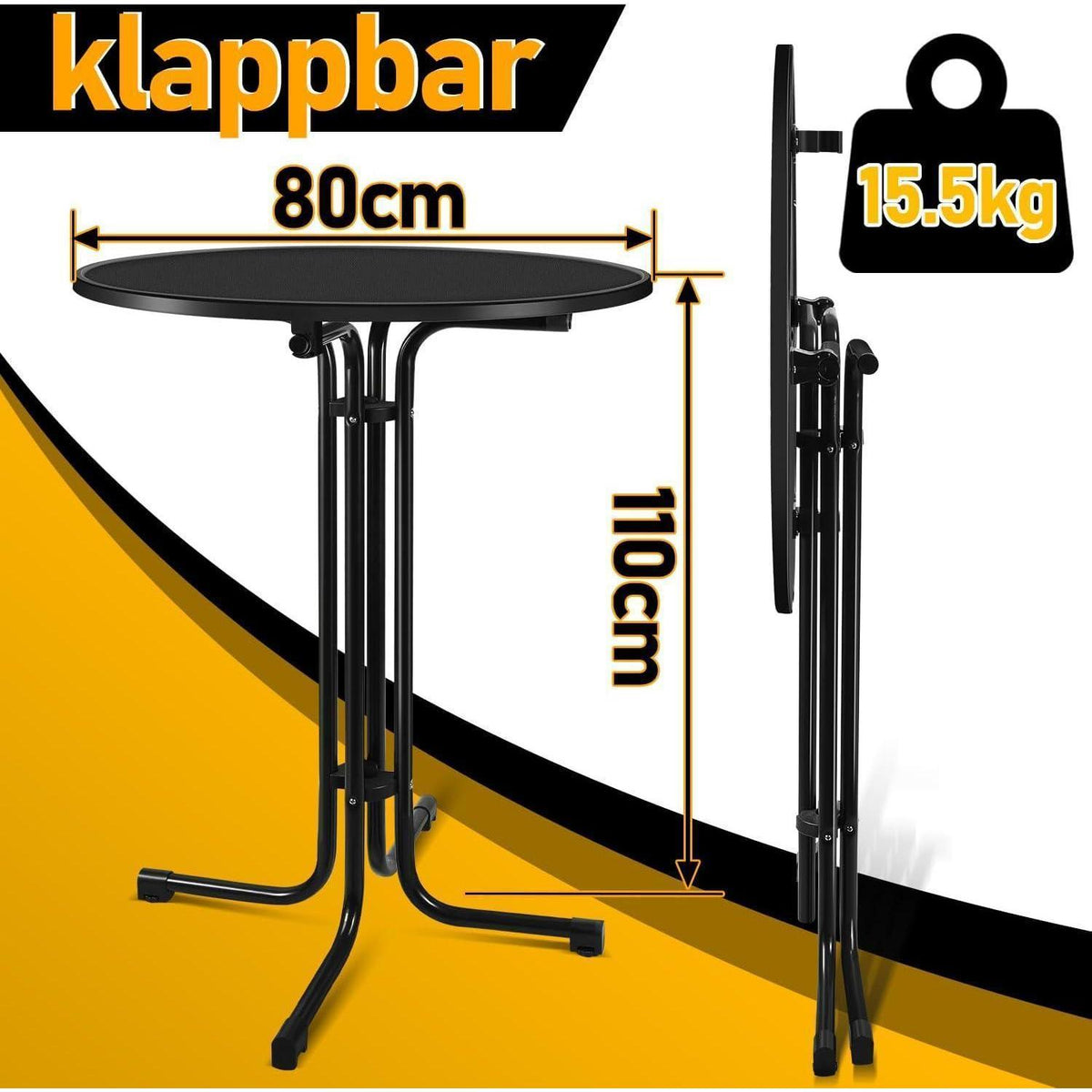 2er Set Stehtisch klappbar 80cm Outdoor mit Husse