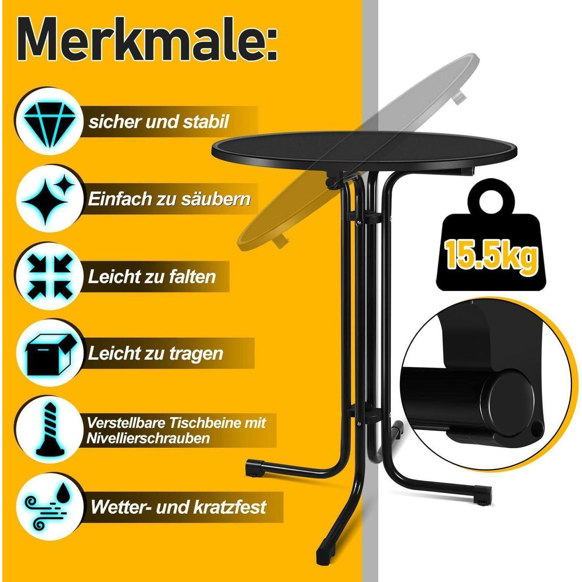 2er Set Stehtisch klappbar 80cm Outdoor mit Husse