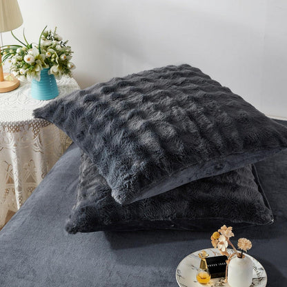 Plüsch Bettwäsche Set 220x240 Grau - Winterwarm & Kuschelig