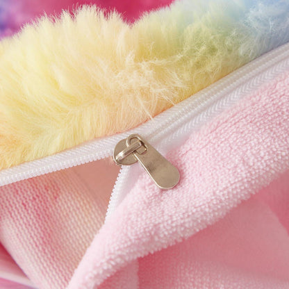 Plüsch Bettwäsche Set Winterwarm Regenbogen Bunt 155x220 cm
