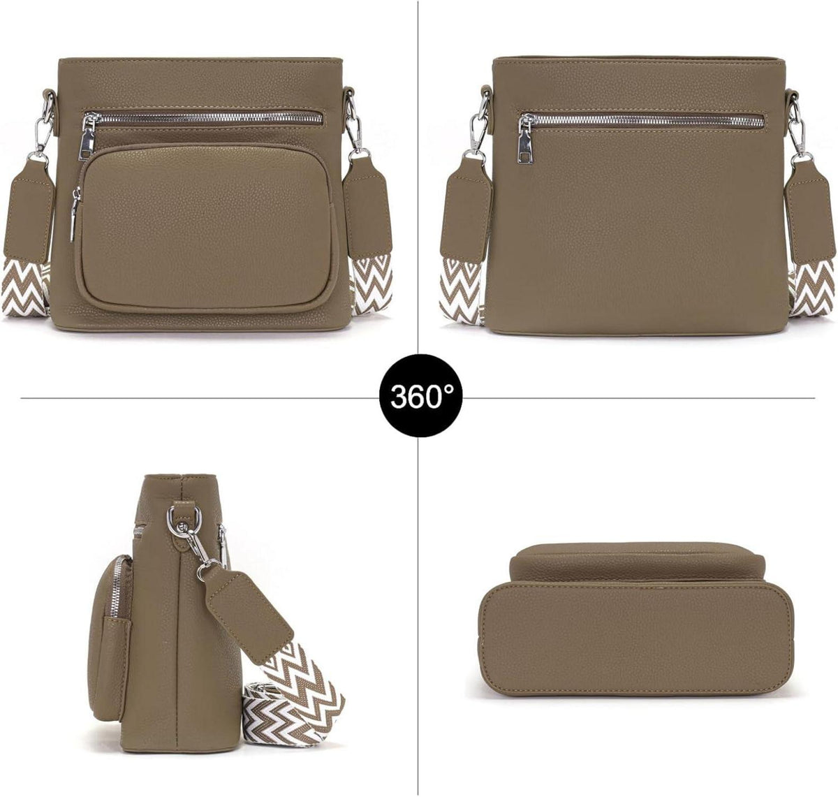 Snmoec Umhängetasche Damen Mittelgroß Veganes Leder Beige Kreuzkörper Tasche