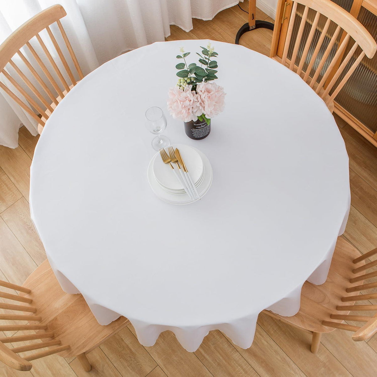 Runde Baumwoll-Leinen Tischdecke 280cm – Schmutzabweisend & Wasserfest