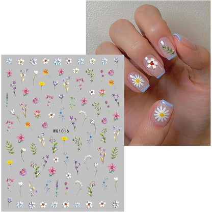 Blumen Nagelsticker - 9 Blatt Nail Art Aufkleber Frühling Sommer