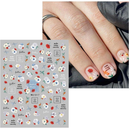 Blumen Nagelsticker - 9 Blatt Nail Art Aufkleber Frühling Sommer