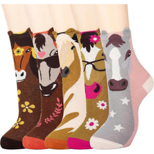 5 Paare Damen Baumwolle Socken Tiermuster 35-38 Mehrfarbig